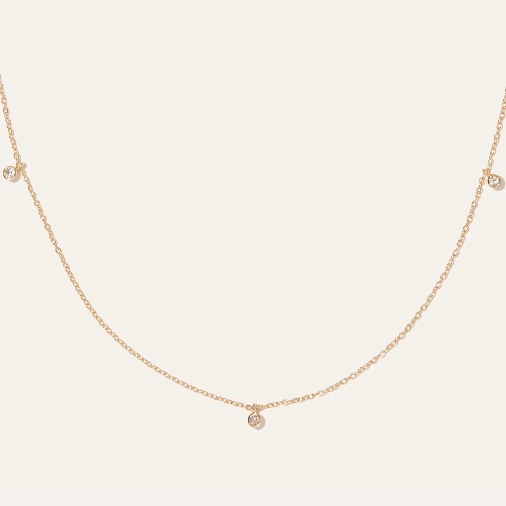 White Sapphire Triple Bezel Drop Choker